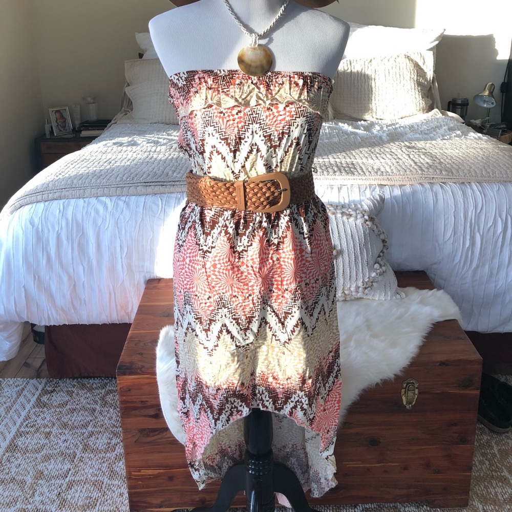 Strapless high-low dress